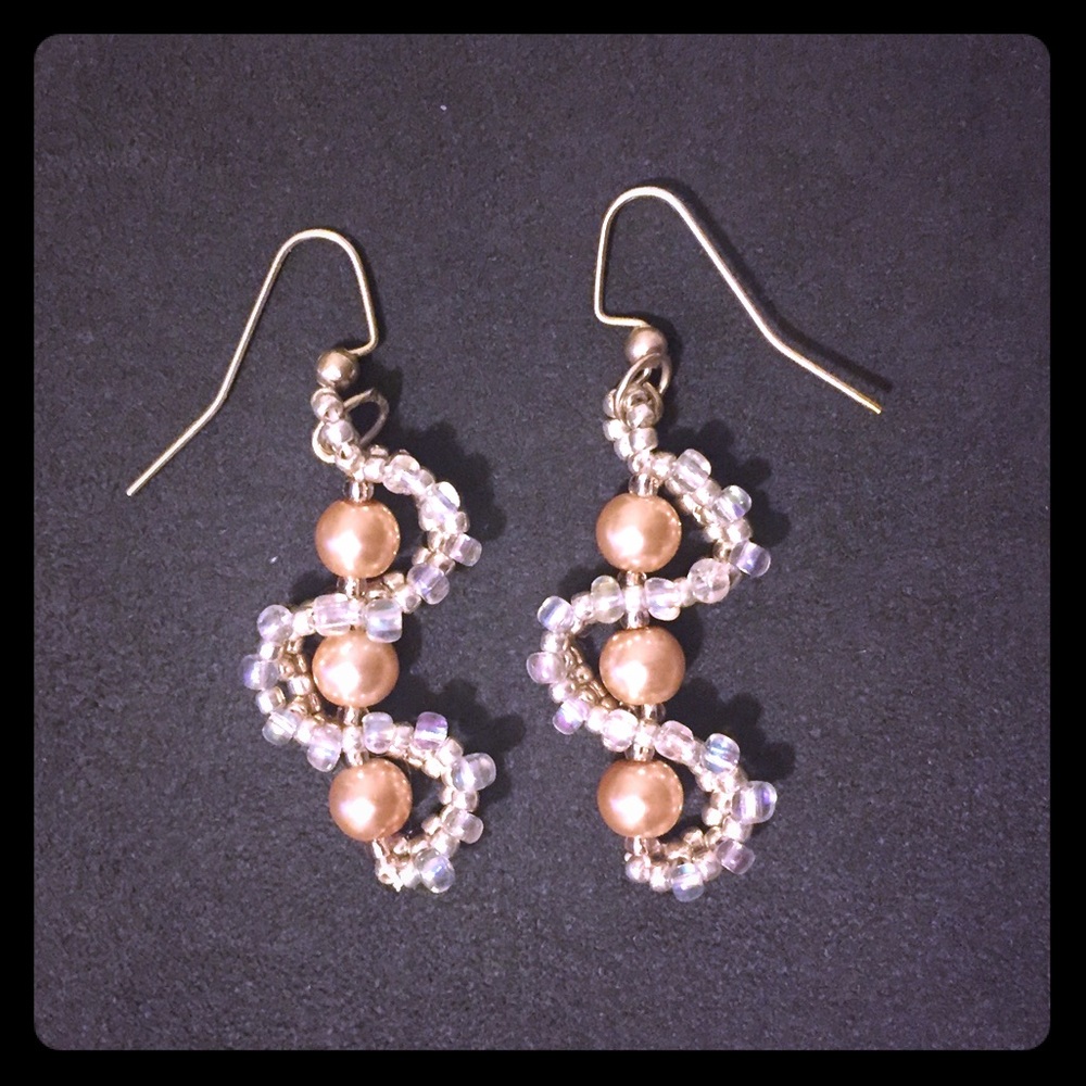 Hand beaded swirl earrings